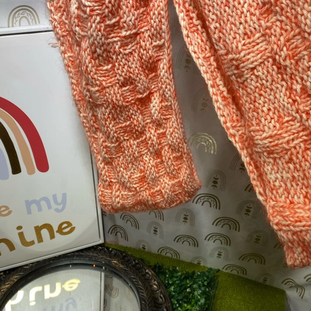 Chic Orange and White Infinity Knit Scarf